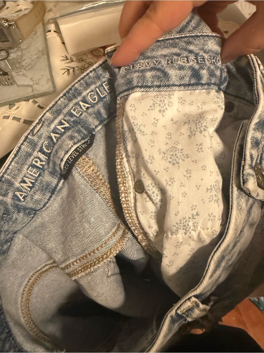 Distressed Light Wash Denim Women’s Shorts - Picture 3 of 10